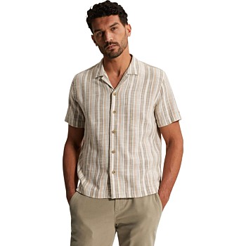 Short Sleeve Shirt Slub Twill stri Aluminum