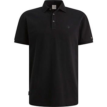 Short sleeve polo slim fit fine pi Black