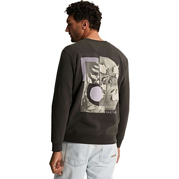 Long sleeve r-neck relaxed fit gra Black Sand