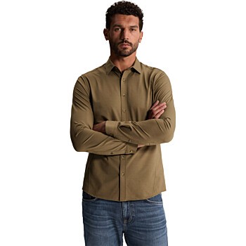Long sleeve shirt Twill Jersey Walnut