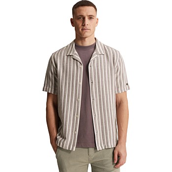 Short Sleeve Shirt Stripe new mesh Silver Birch