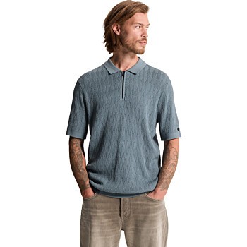 Short sleeve polo regular fit cott Blue Mirage