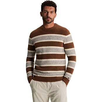 Crewneck regular fit wool stretch Mahogany