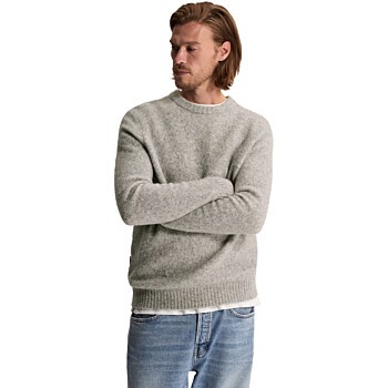 Crewneck regular fit wool stretch Lunar Rock