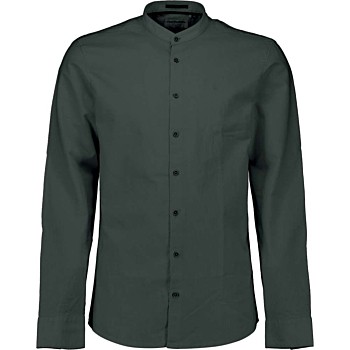 Shirt With Linen Granddad Dark Steel