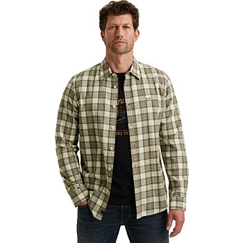 LONG SLEEVE SHIRT Herringbone Yarn Bone White
