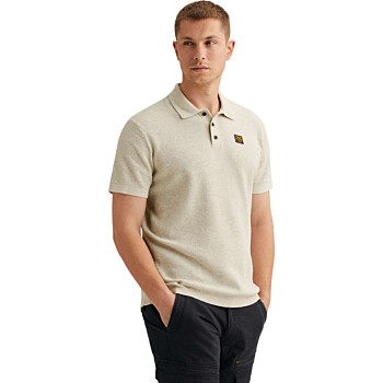 Short sleeve polo cotton structure Bone White Mele