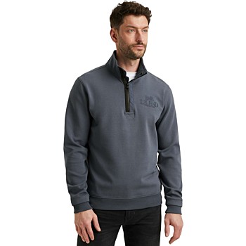 Half zip collar interlock jersey Vintage Indigo