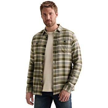 Long sleeve shirt yarn dye check Loden Green