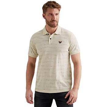Short sleeve polo injected popcorn Bone White