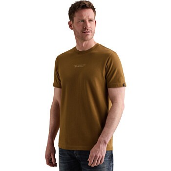 Short sleeve r-neck flat waffle je Golden Brown