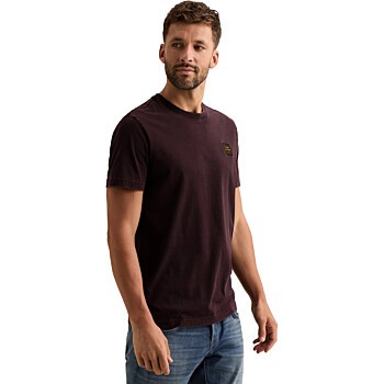 Short sleeve r-neck washed garment Dark Aubergine