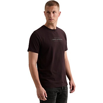 Short sleeve r-neck cotton elastan Dark Aubergine