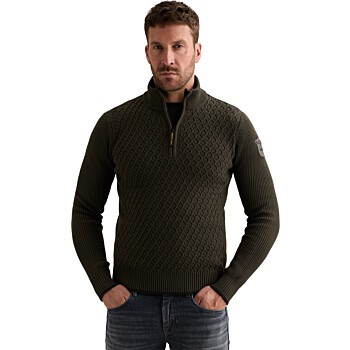 Half zip collar cotton mix yarn Beluga