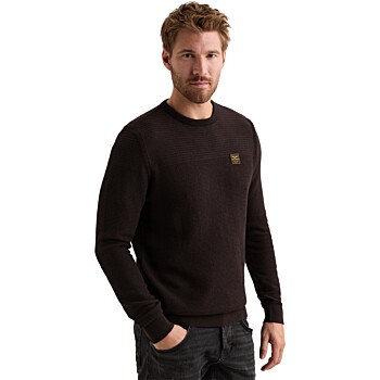 R-neck cotton mouline Dark Aubergine