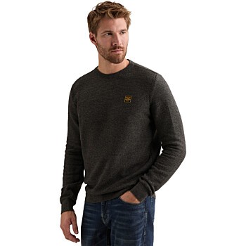 R-neck cotton mouline Jet Black