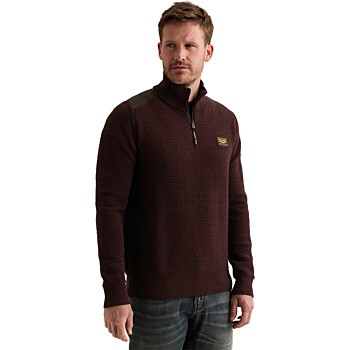Half zip collar texture yarn Dark Aubergine