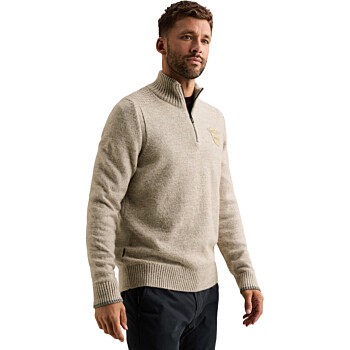 Half zip collar soft blend Bone White