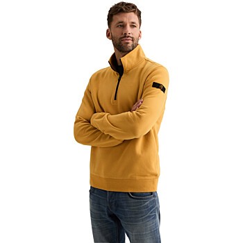 Half zip collar peached fleece gd Amber Gold
