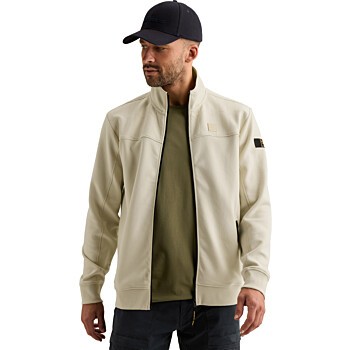 Zip jacket interlock sweat Bone White