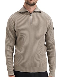 Pullover Half Zip Wing Collar Tuck Clay