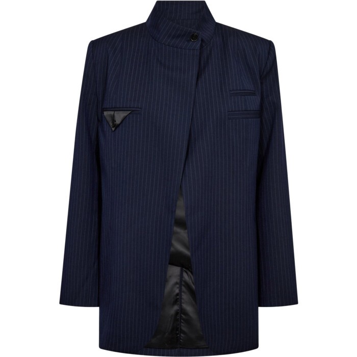 Navy Pin Overlap Blazer Navy