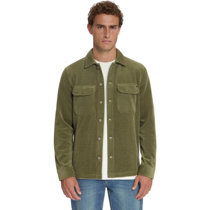 Overshirt Full Button Rib Sweat Army