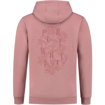 Hoodie with floral back embroidery clay pink
