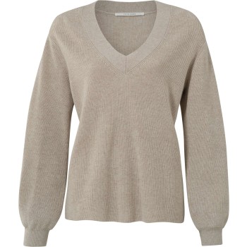 V-neck sweater with shimmer champagne