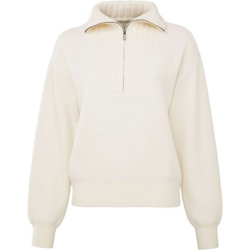 Sweater with zipper and collar wool white