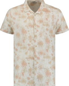 Resort shirt s/s aqua palm linen sand