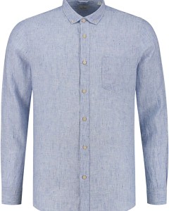 Shirt button down linen blue melange