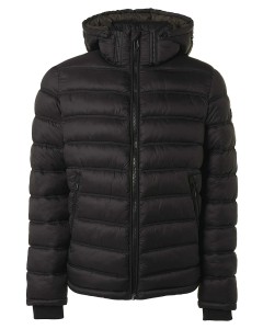Jacket short fit hooded recycled pa black