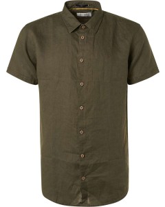Shirt short sleeve linen solid basil