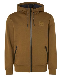 Sweater full zipper hooded double f olive