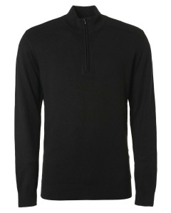 Pullover half zipper solid black