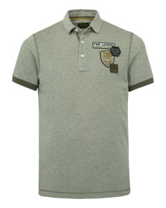 Short sleeve polo two tone pique dusty olive