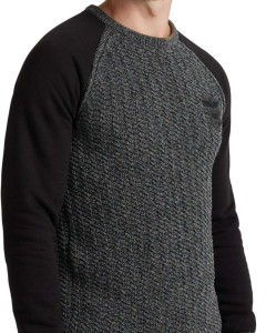 R-neck knit sweat combination black