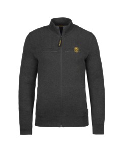 Zip jacket cotton double knit antracite melee