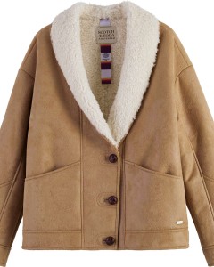 Faux shearling jacket with shawl co portabello