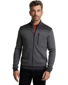 Zip jacket cotton bonded grey melee