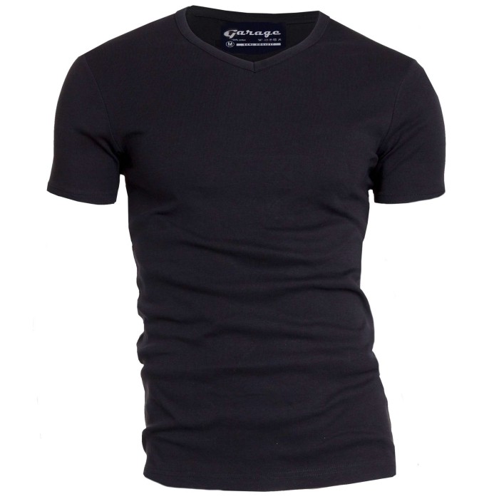 Basis t-shirt v-hals semi bodyfit zwart