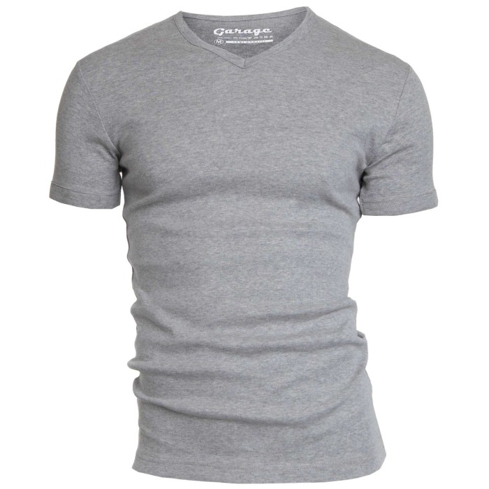 Basis t-shirt v-hals semi bodyfit grijs