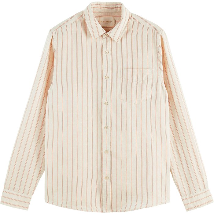Striped linen cotton shirt sand