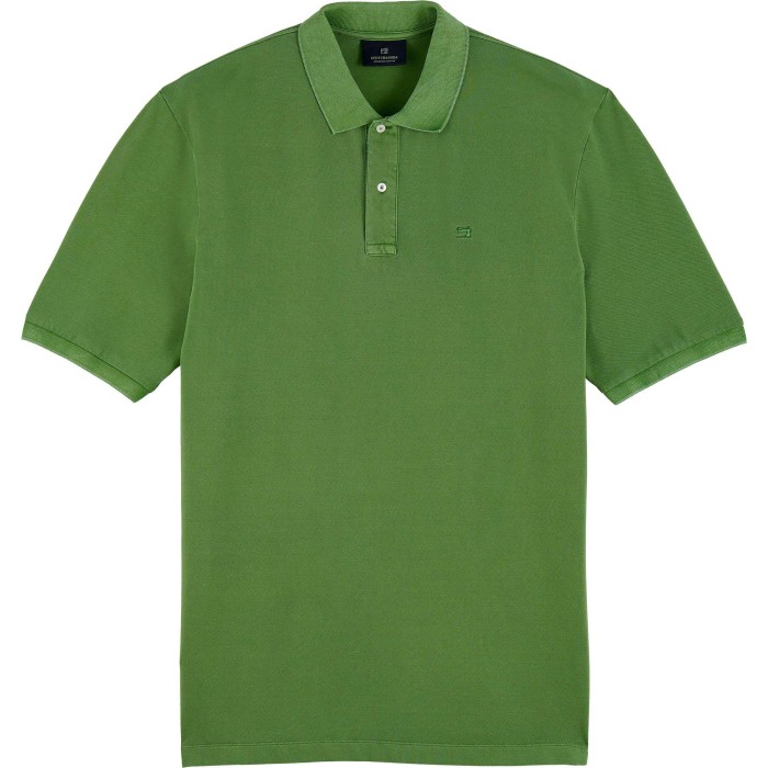 Garment-dyed cotton pique polo power green